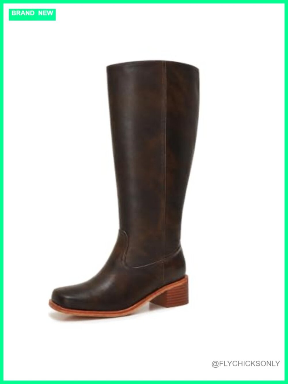 Wide Calf Knee High Faux Leather Riding Boots Block Heel Zip Up Tall